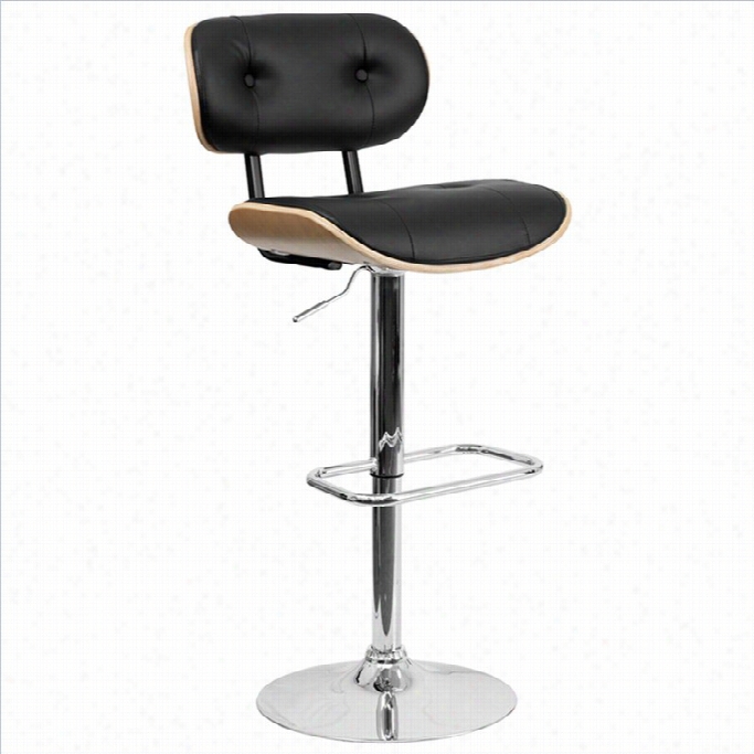 Flasy Furnitre Adjustable  Bentwood Bar Stool In Black And Beech