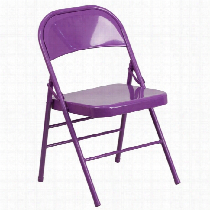 Flash Fyrniture Hercules Colorbuurst Metal Folding Chair In Purple