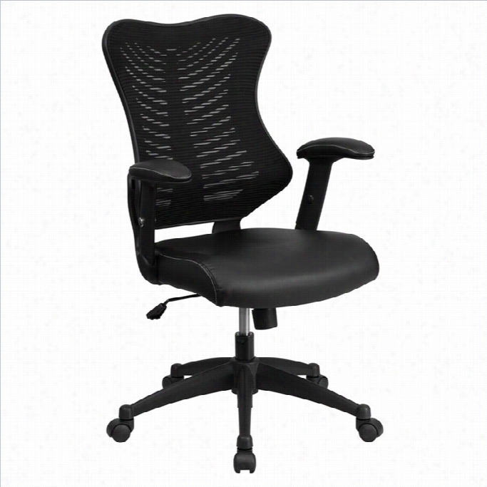 Flash Furniture Higgh Back Mesh Le Ather Office Chai In Black