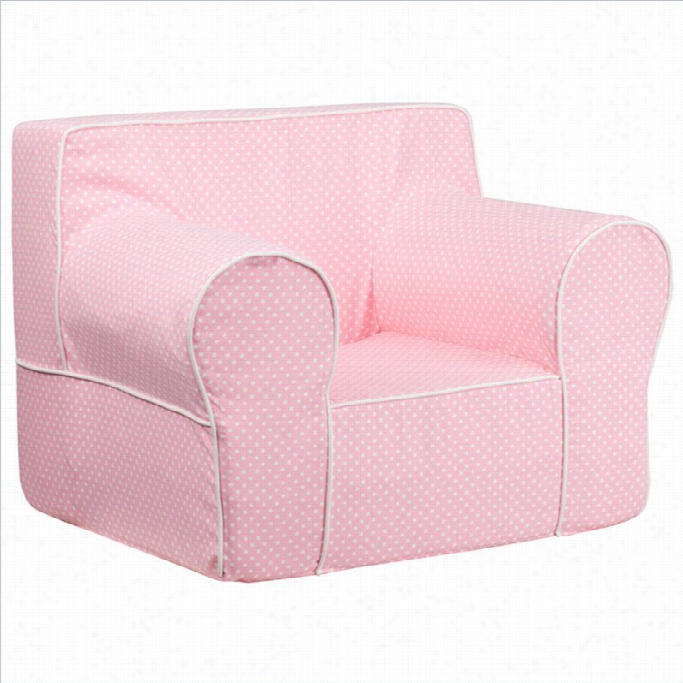 Flash Furhiture Oversized Kids Chairwith Pink Dots And White Piping