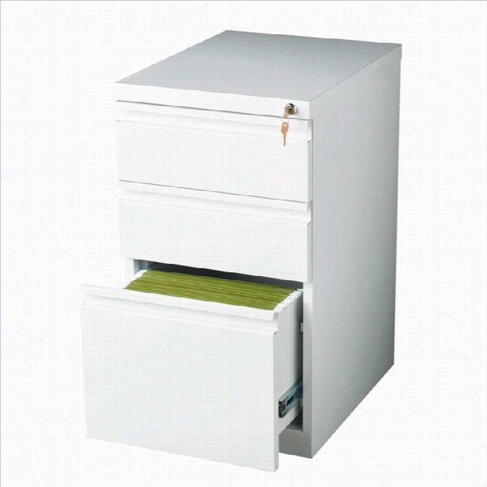 Hirsh Industries 3 Drawer Mobile File C Abinet In White