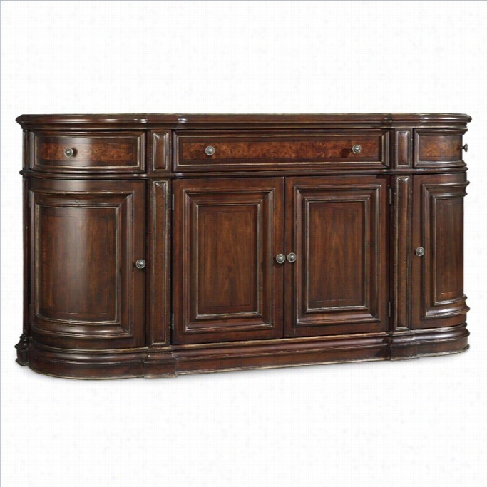 Hooker Furniture Grand Pal Ais 3-drawer 4-door Buffet In Dark Walnut