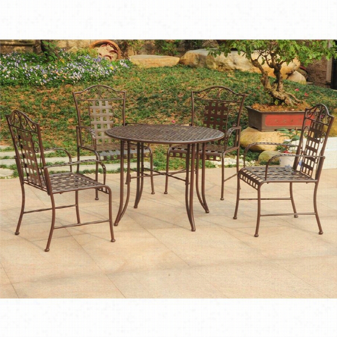 International Caravan Mandalay 5 Piece Patio Dining  Set In Matte Brown