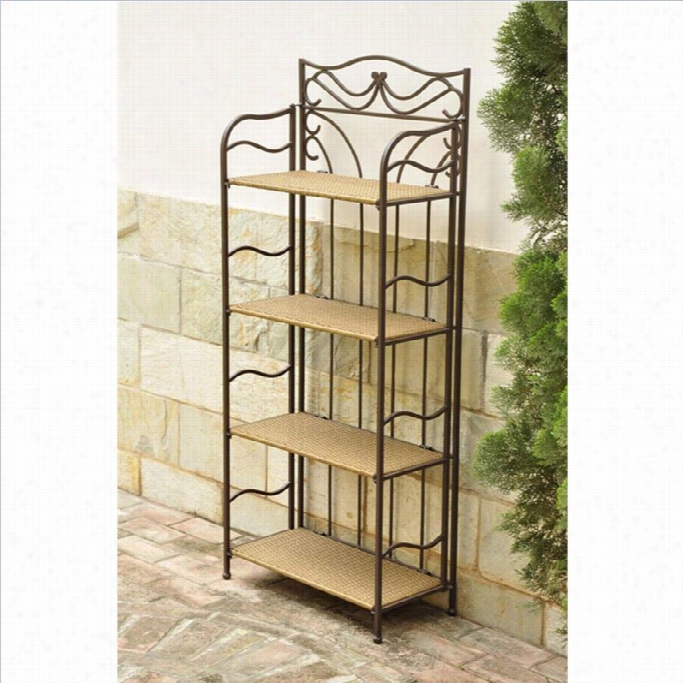 International Caravan Valencia 4-tier Wide Wicker Plant Shelf In Honey