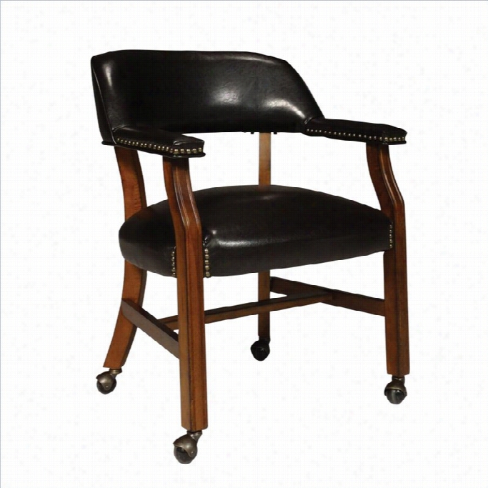 International Concepts Rockwood Vinyl Arm Chairw Ith Casters In Antique Cherry