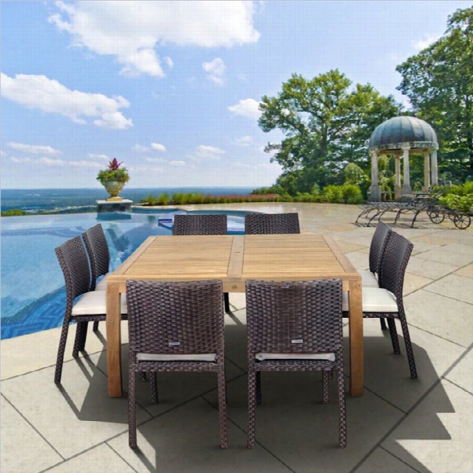 International Home Georgia 9 Piece Wood Patio Dining Set In Teak