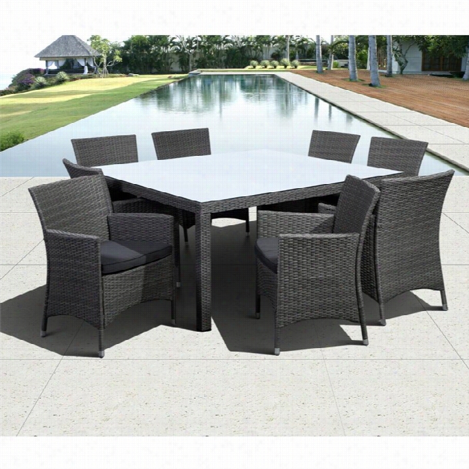 International Home Liberty 9 Piece Wicker Patio Dining Set In Gray