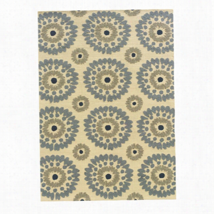 Linoon Les 0leil 8' X 10' Hand Tufted Rug In Ivory And Blue