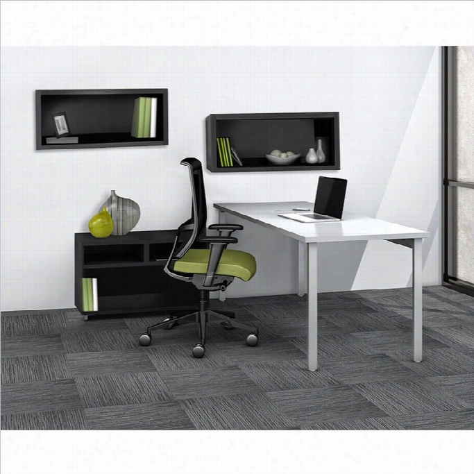 Mayline E5 Quickship Tpyicak 6 Office Set In White And Raven