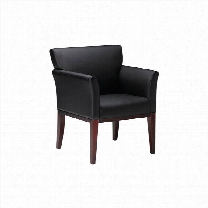 Mayline Wood G Uest Black Leather Guest Seat-sierra Cherry