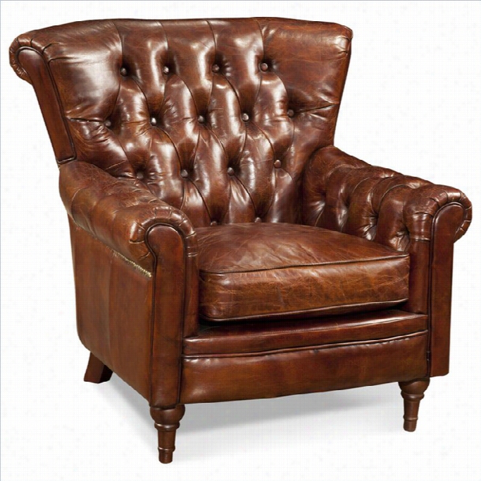 Moe's New  Castle Tufted Leather Club Arm Chair In Brown