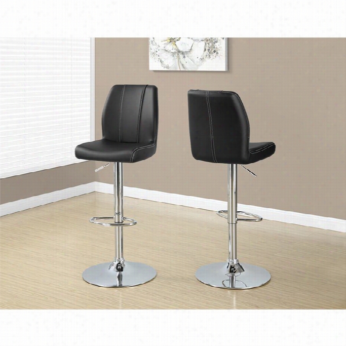 Moonarch 26 To 30 Bar Stool With Back In Black Andc Hrome (set Of  2)