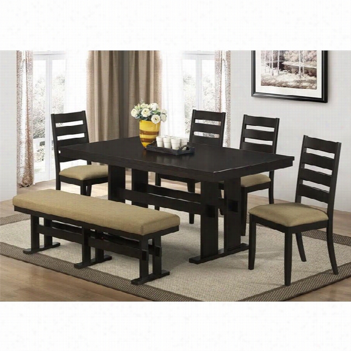 Monarch 6 Piece Dining Set In Cappuccino