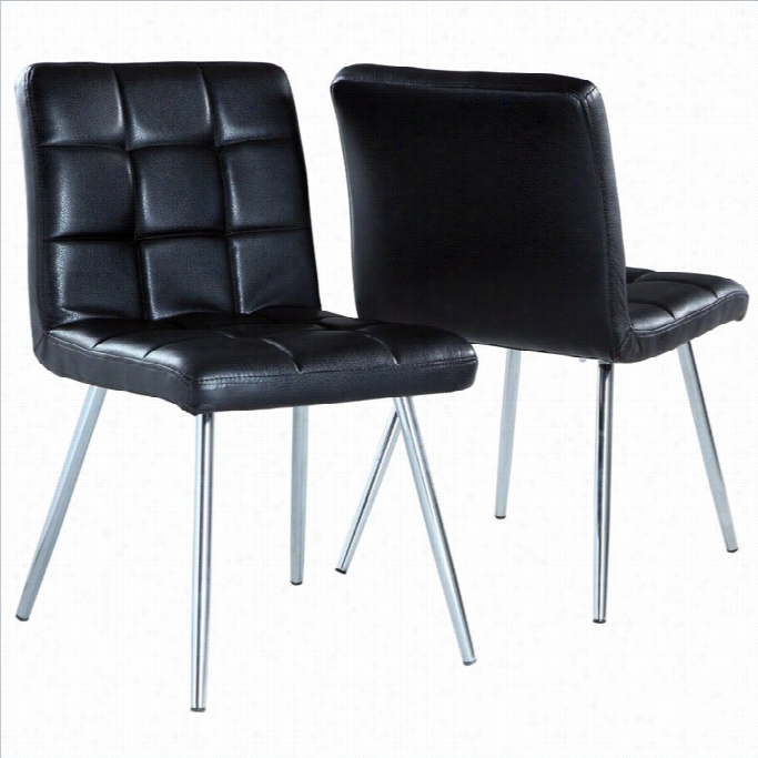 Monrach Dining Chair In Black And Chrome (set Of 2)