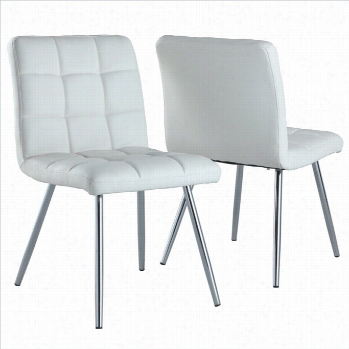 Monarch Dining Chair In White Adn Chrome (sset  Of  2)