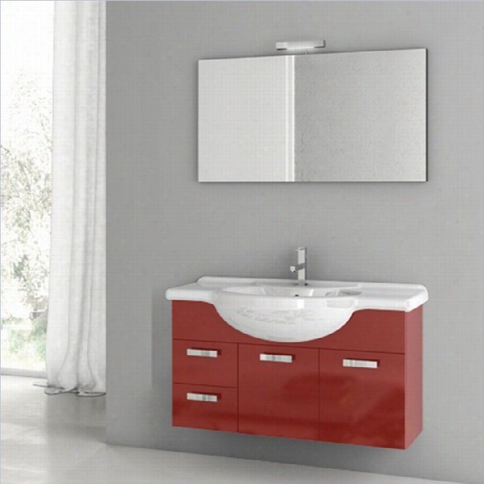 Naemek's Acf 40 Phinex Wall Mounted Bathroomv Anity Set In Glossy Red