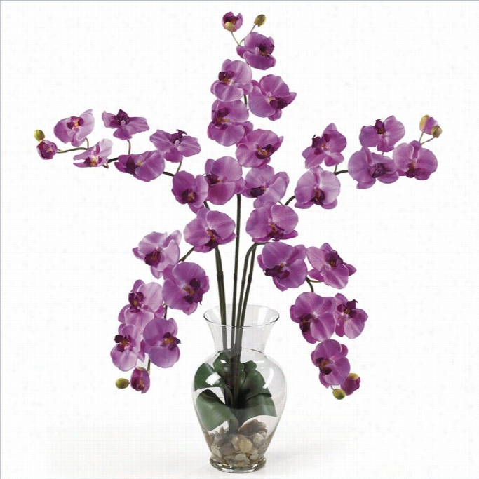 Nearly Natura Phalaenopsis Liquid Illusion Silk Flower Arrangement In Mauve