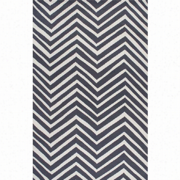Nuolom 2' 6 X 10' Hand Hooked Chevron Area Rug In Charcoal