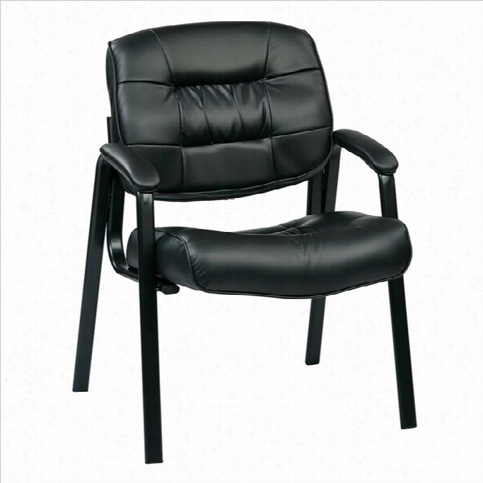 Office Star Ec Series Eco Leather Visitors Gue St Chair In Black