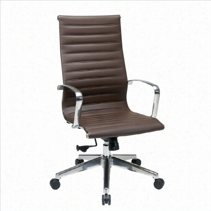 Office Star Acute Back Eco Leather Offie Chair In Chocolate