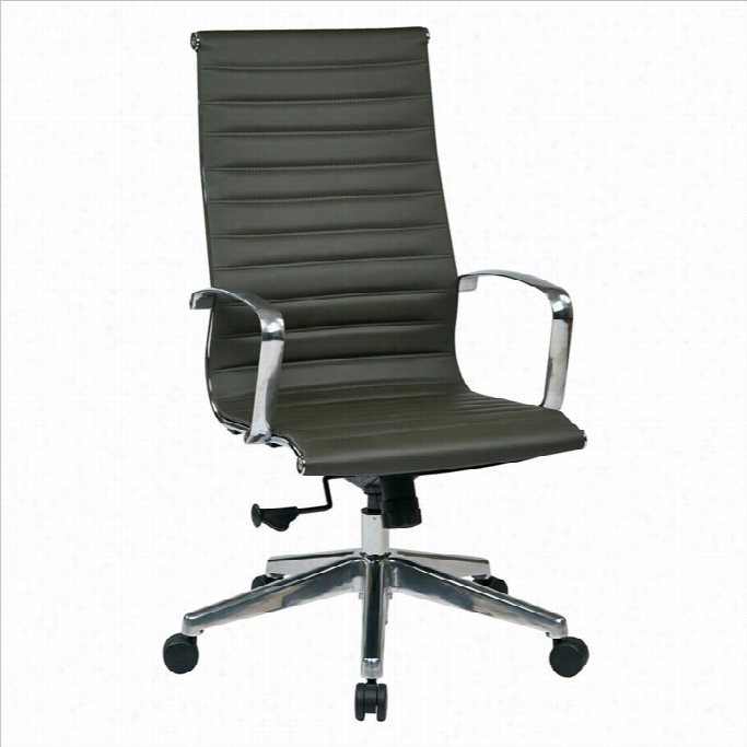 Office Star Hi Gh Back Eco Leather Office Chair In Ggrey