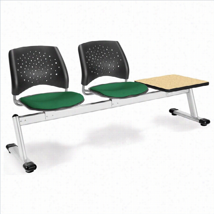 Ofm Star Beam Seating With 2 Seats And Table In Forest Green And Oak