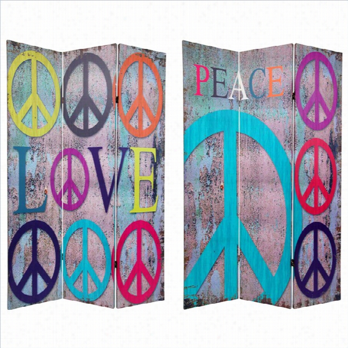 Oriental Furniture 6' Tall Peace And Love Room Divider In Multicolor