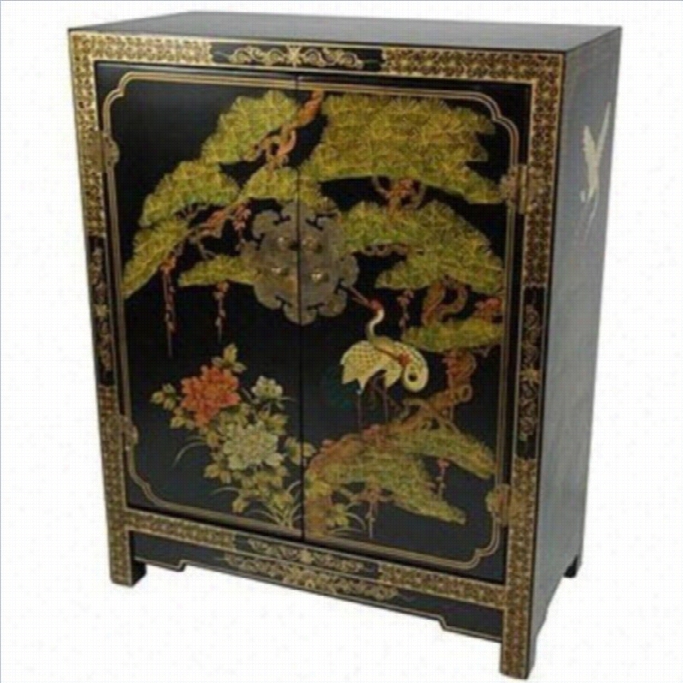 Oriental Furniture Black Varnish  Accent Chest In Black Lacquer