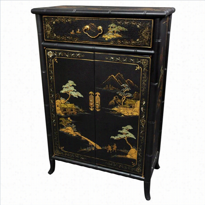 Oriental Furniture Japanese Shoe Cabinet In Black