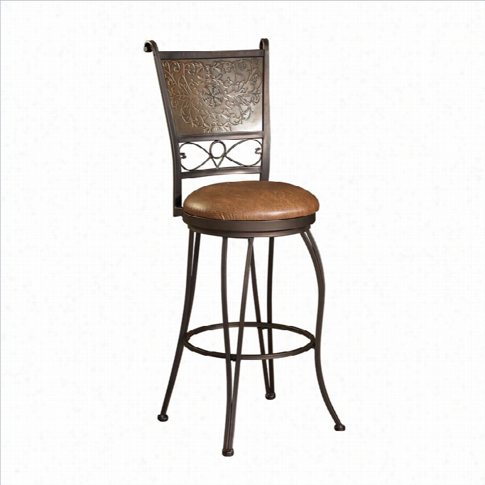 Powell Furniture 30 Stamped Back Bar Stool In Bronze And Muted Copper