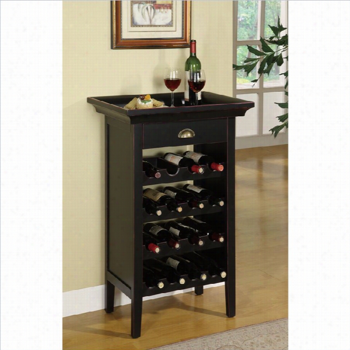 Poweell Furniture Black With Merlot Rub Through Wine Cabinet