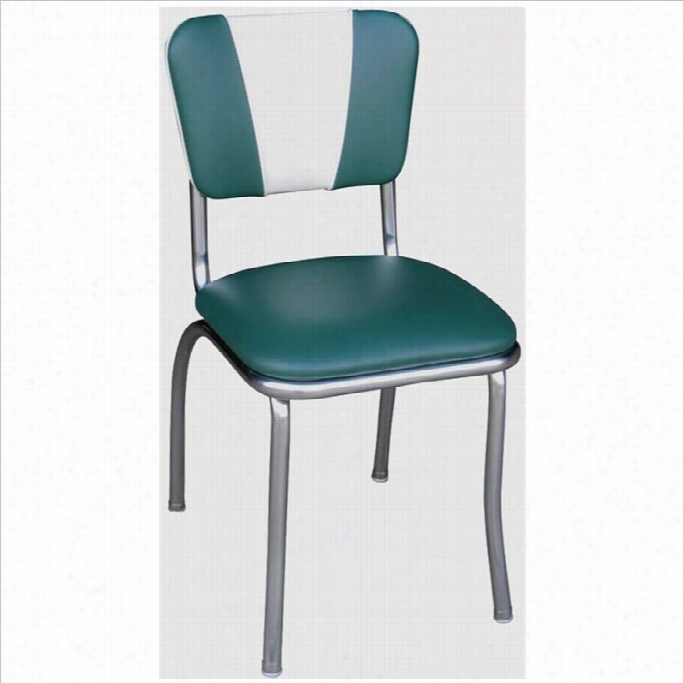 Richardson Seating Retro  1950s V-back Chrome Diner Dining Chair In Green And White
