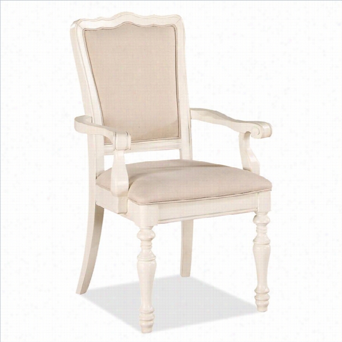 River Furniture Placid Cove Upholstered Arm Dining Chair In Honeysuckle White