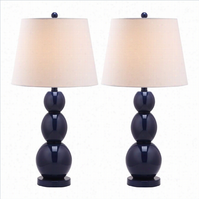 Safavieh Jayne Three Sphere Glass Lamp In Navy (set Of 2)