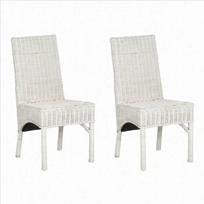 Safavieh Sommerset Rattan Dining Chair In White (set Of 2)