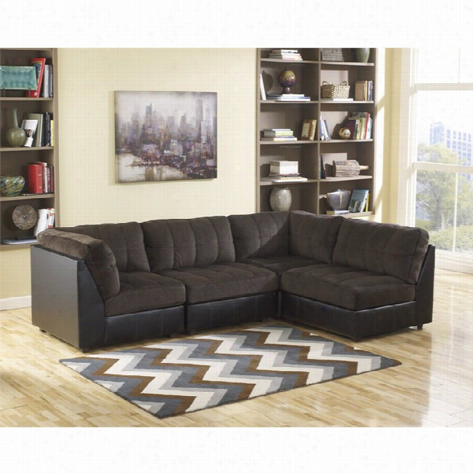 Signatue Contrivance By Ash Ley Furniture Hobokin 4 Pice Sectional In Chocolate