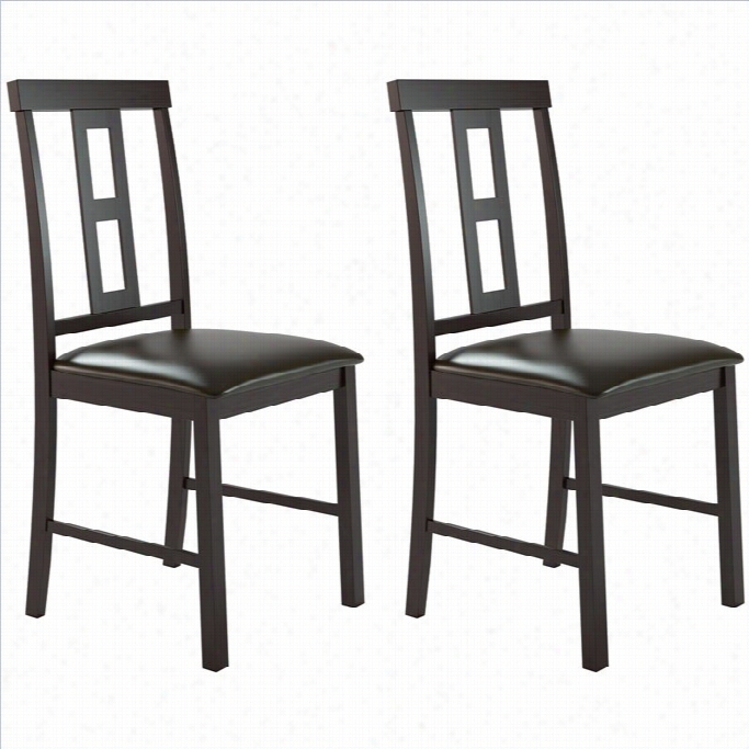 Sonax Corlivving Square Back Dining Chairs In Chocolate Mourning Bonded Leather (set Of 2)