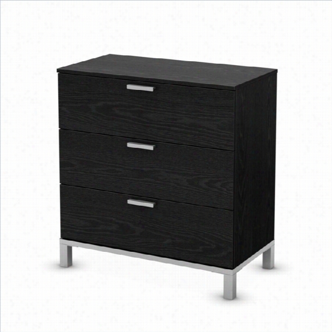 South Shore Fle Xilbe 3 Drawer Chest In  Black Oak