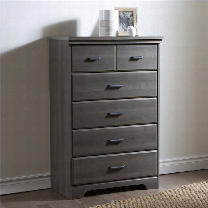 South Shore Versa 5-drawer Chest In  Gray Mape
