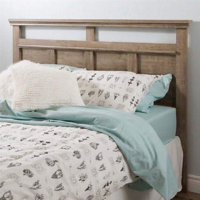 South Shore Versa Wood Full Queen Panel Headboard In Weathered Oak