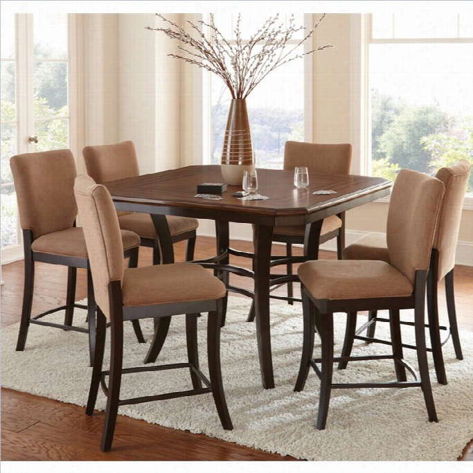 Steve Slive Company Derrick 7 Piece Counter Dining Able Set In Dark Oak