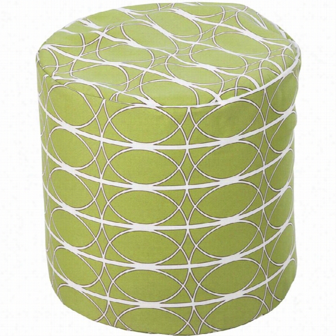 Surya Cylinder Pouf Ottoman In Olive