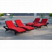 Modway Peer Patio Lounge in Brown and Red (Set of 4)