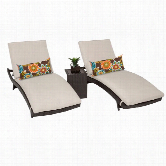 Tkc Bali 2 Wicker Patio Olunges With Side Ta Ble In Beige