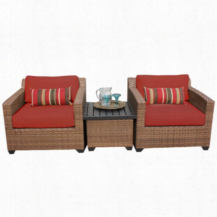 Tkc Laguna 3 Piece Outoor Wicker Sofa Set In Terracotta