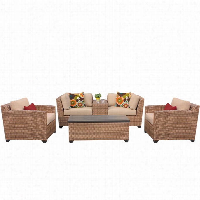 Tkc Laguna 6 Piece Outdoor Wciker Couch Stud In Wheat