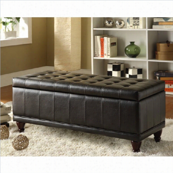 Trent Home Afton Faux Leather Storage Bench In Dark Brown Vimyl