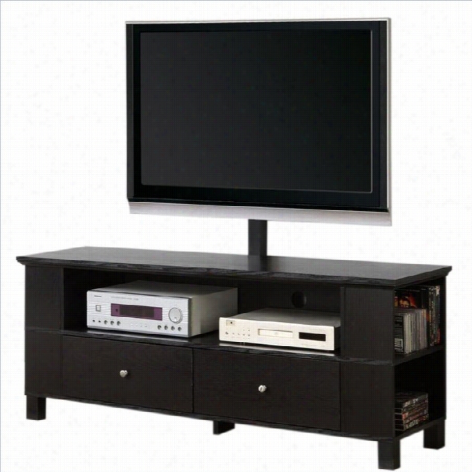 Walker Edison 60 Wood Tv Console In Black With Moumt And Storage