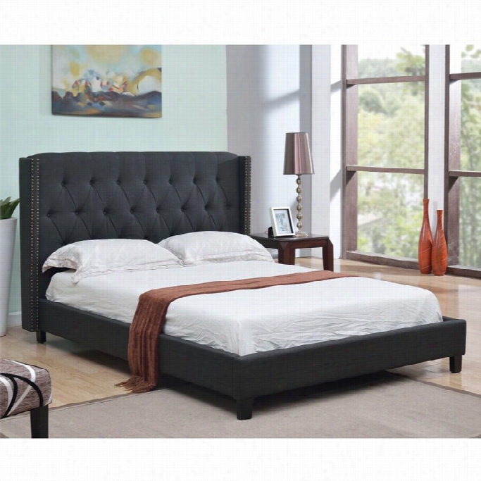 Abbyson Living Maybek Linen Ulholstered Full Panel Bed In Charcoall