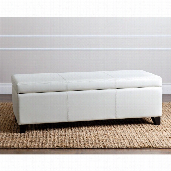 Abbyson Living Merida Leather Storage Ottoman In Ivory